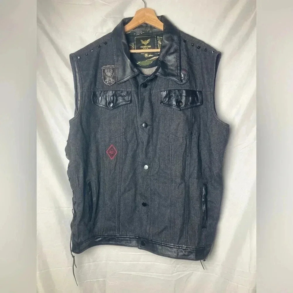 Exclusive‎ Game Jean Biker/drummer Vest men’s size 3 Xlarge black aces game
